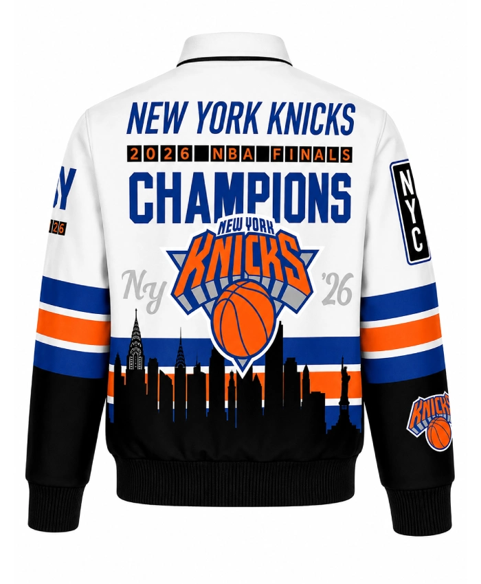 2026 New York Knicks Knicks Champions Full Snap Leather Jacket
