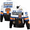 2026 New York Knicks Knicks Champions Full Snap Leather Jacket for Men and Women