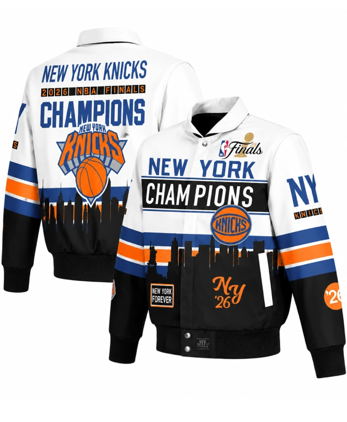 2026 New York Knicks Knicks Champions Full Snap Leather Jacket for Men and Women