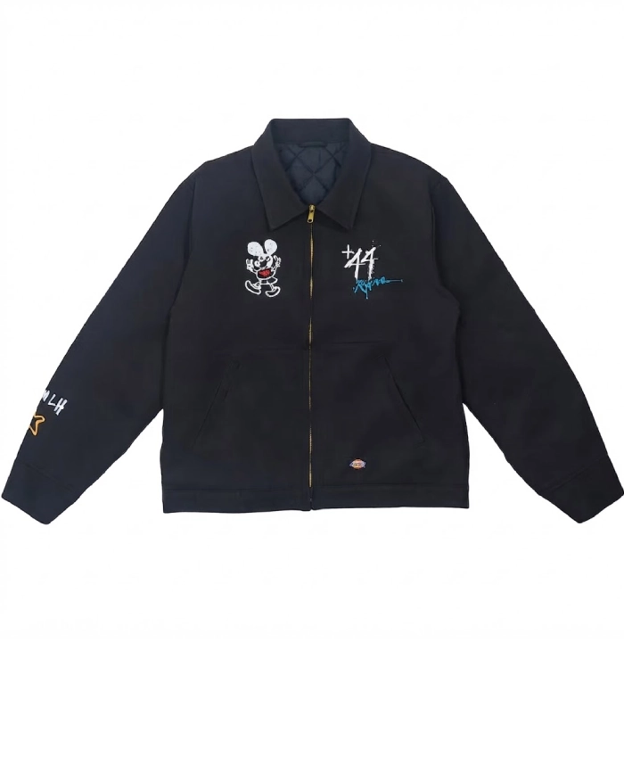 +44 Steadman Stars Zip Up Black Quilted Jacket