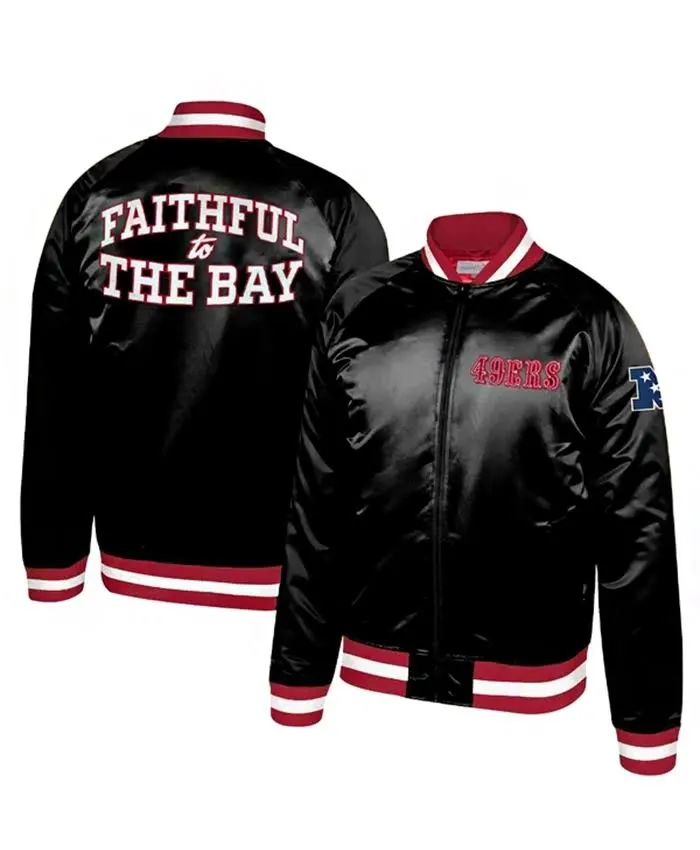49ERS Black Faithful To The Bay Bomber Jacket