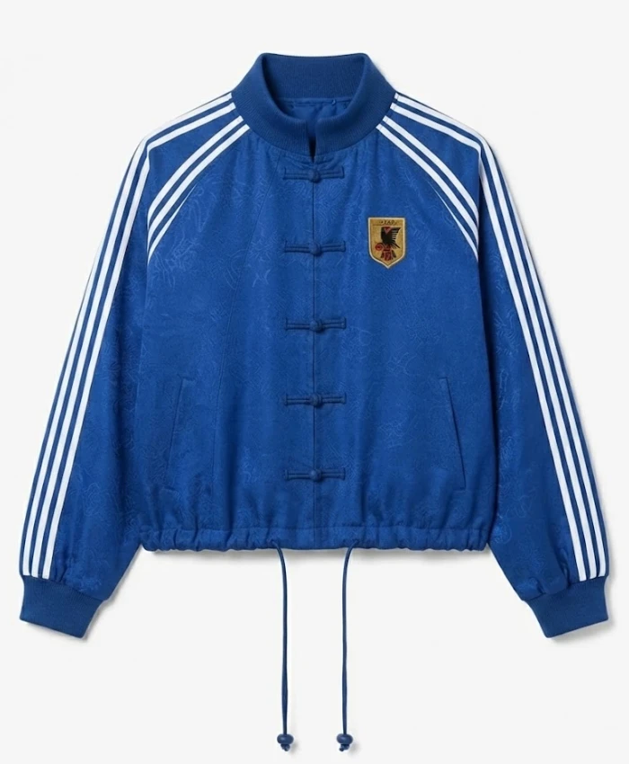Adidas Chinese New Year 2026 Bape x Japan Football Blue Suede Leather Jacket