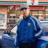 Adidas Chinese New Year Bape x Japan Football Blue Suede Leather Jacket