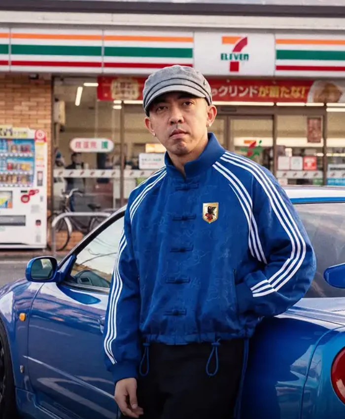 Adidas Chinese New Year Bape x Japan Football Blue Suede Leather Jacket