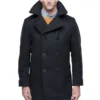 Admiral Navy Black Wool Coat