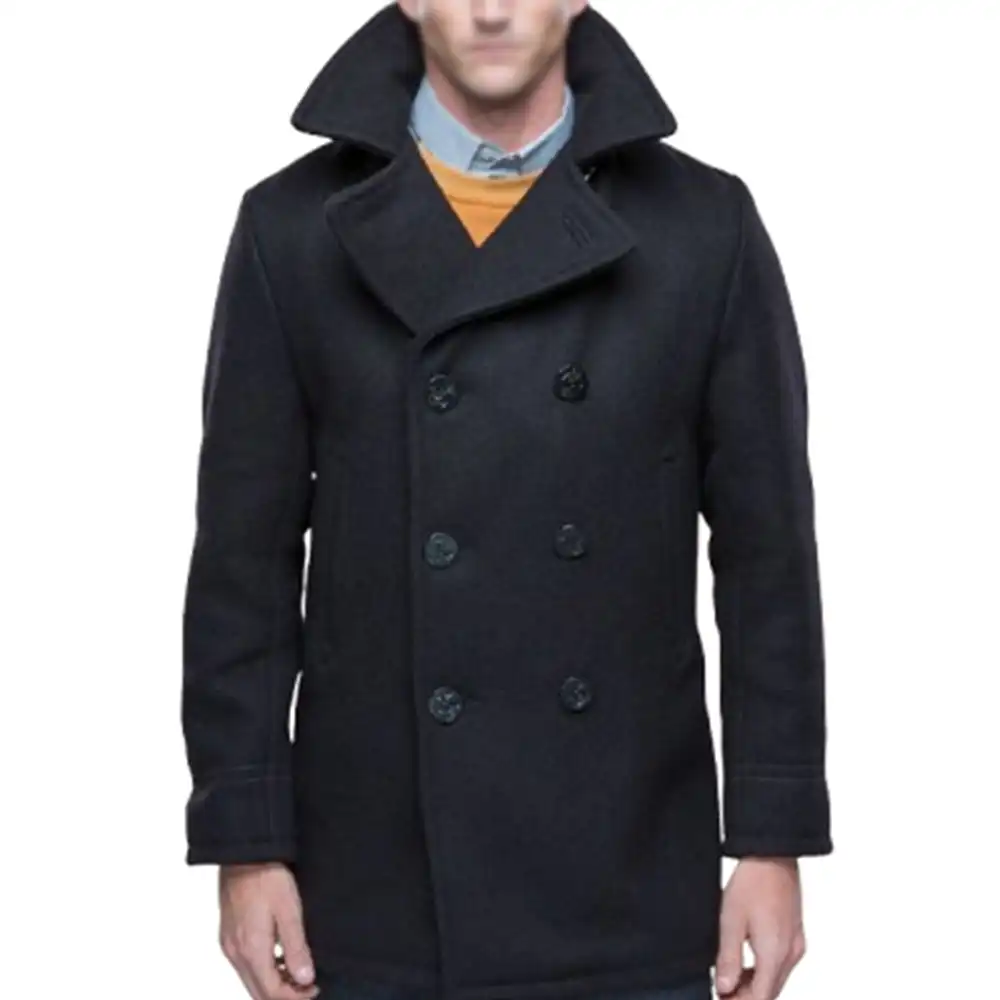 Admiral Navy Black Wool Coat