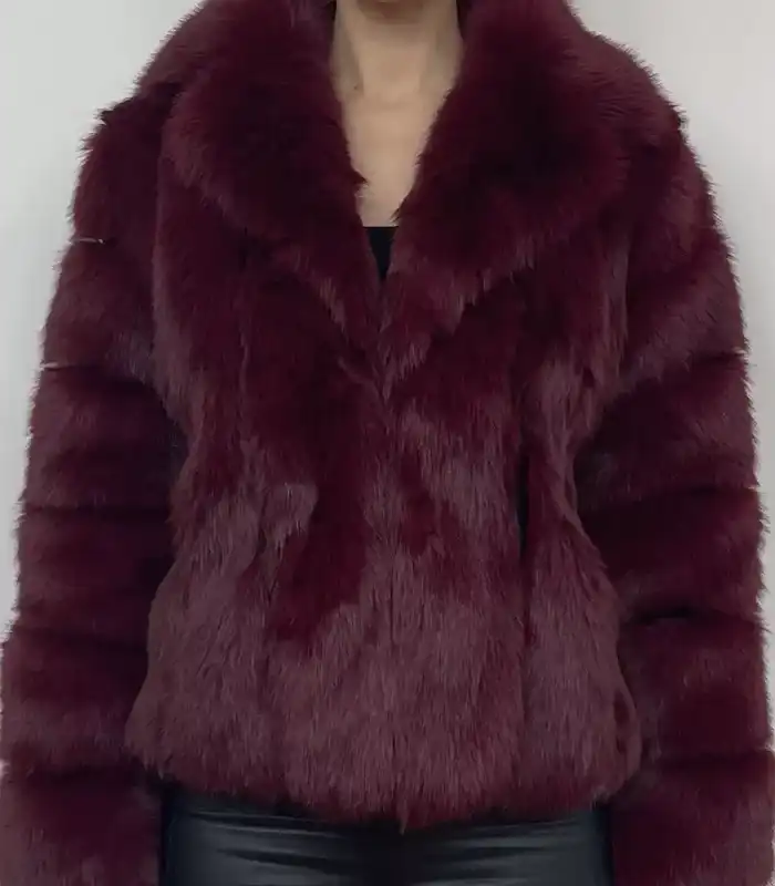 Alberto Burgundy Mink Fur Jacket
