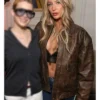 Alix Earle super bowl lx brunch leather jacket