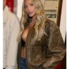 Alix Earle super bowl lx brunch 2026 leather jacket