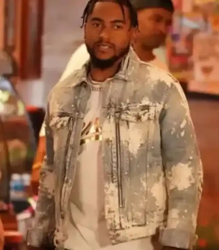 All American DeSean Jackson Grey And White Denim Jacket