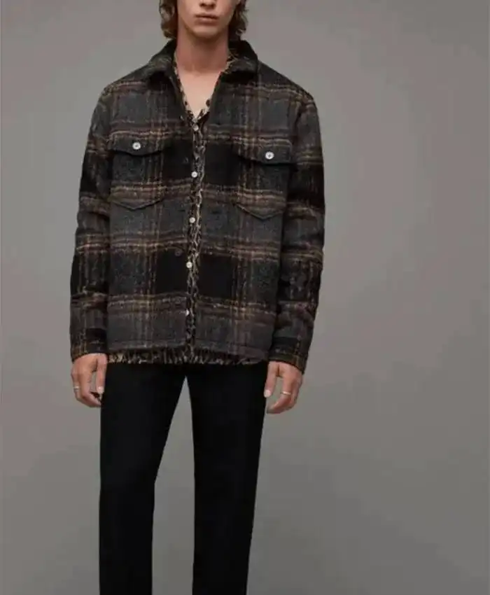 All Saints Fornax Checked Borg Lined Shacket