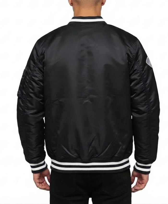 Alpha Industries Black MA 1 Nylon Bomber Jacket