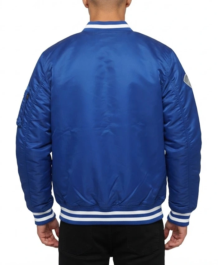 Alpha Industries Blue MA 1 Nylon Bomber Jacket