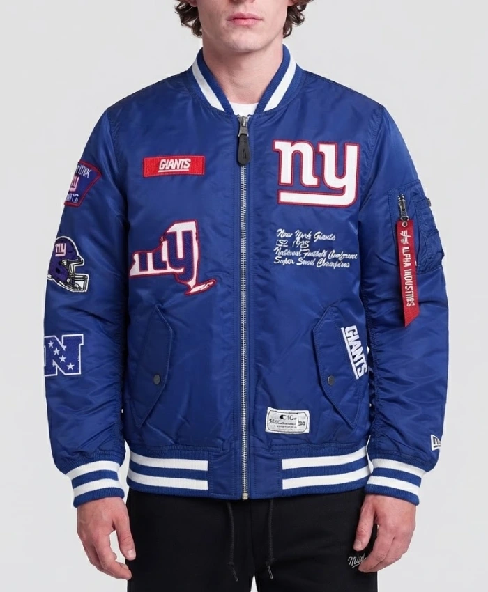 Alpha Industries MA1 Blue Nylon Bomber Jacket