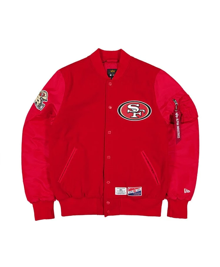 Alpha Industries Ma 1 49ERS Red Bomber Jacket Front