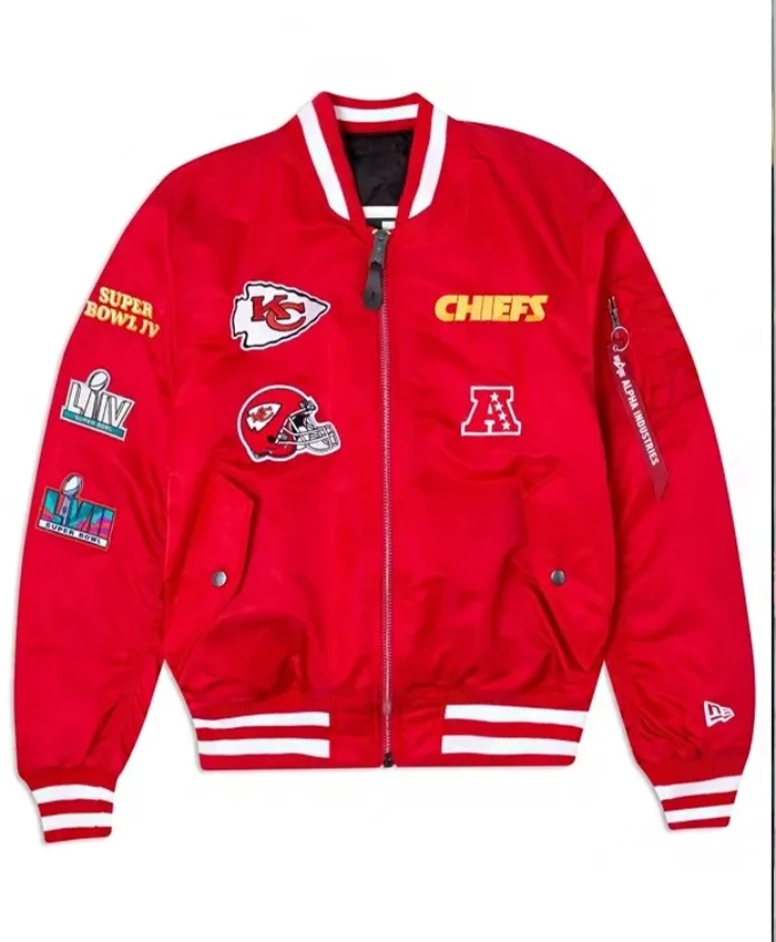 Alpha Industries Ma 1 Chiefs Red Bomber Jacket Fornt