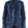 Amelia Blue Mink Fur Turtleneck Jacket