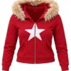 Amita Rao Adults Season 02 Red Star Fur Hoodie