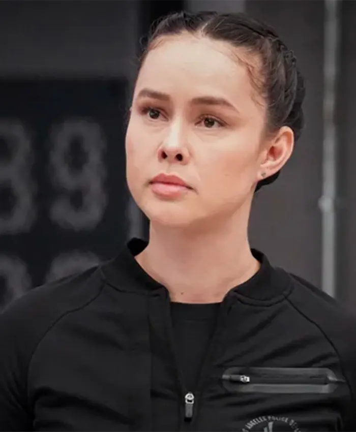Anna Enger Ritch TV Series S.W.A.T Season 07 Zoe Powell Leather Cropped Bomber Jacket