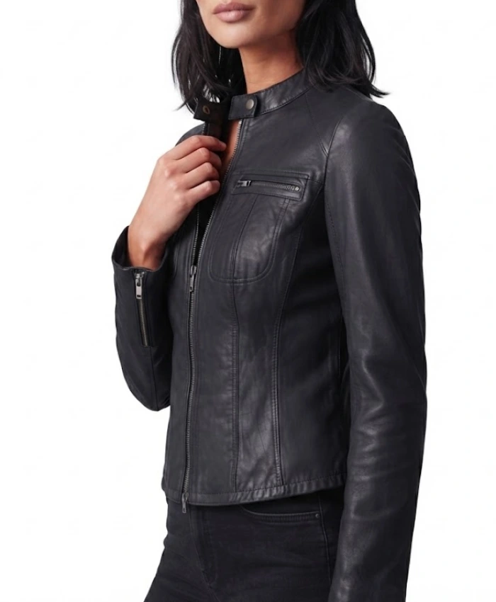 Anya Taylor Joy TV Series Lucky Black Leather Cafe Moto Jacket