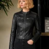 Anya Taylor Joy TV Series Lucky Black Leather Cafe Racer Moto Jacket