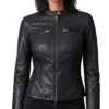 Anya Taylor Joy TV Series Lucky Black Leather Cafe Racer Moto Jacket Sale