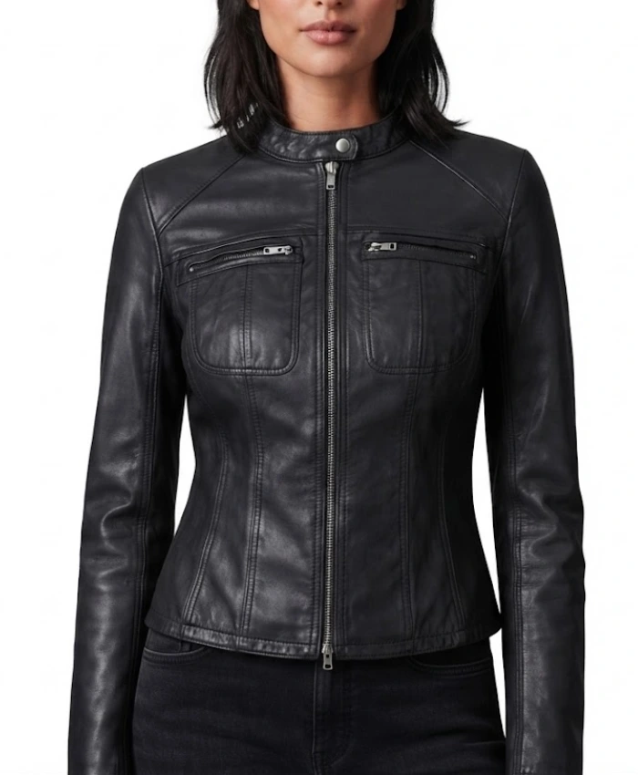 Anya Taylor Joy TV Series Lucky Black Leather Cafe Racer Moto Jacket Sale