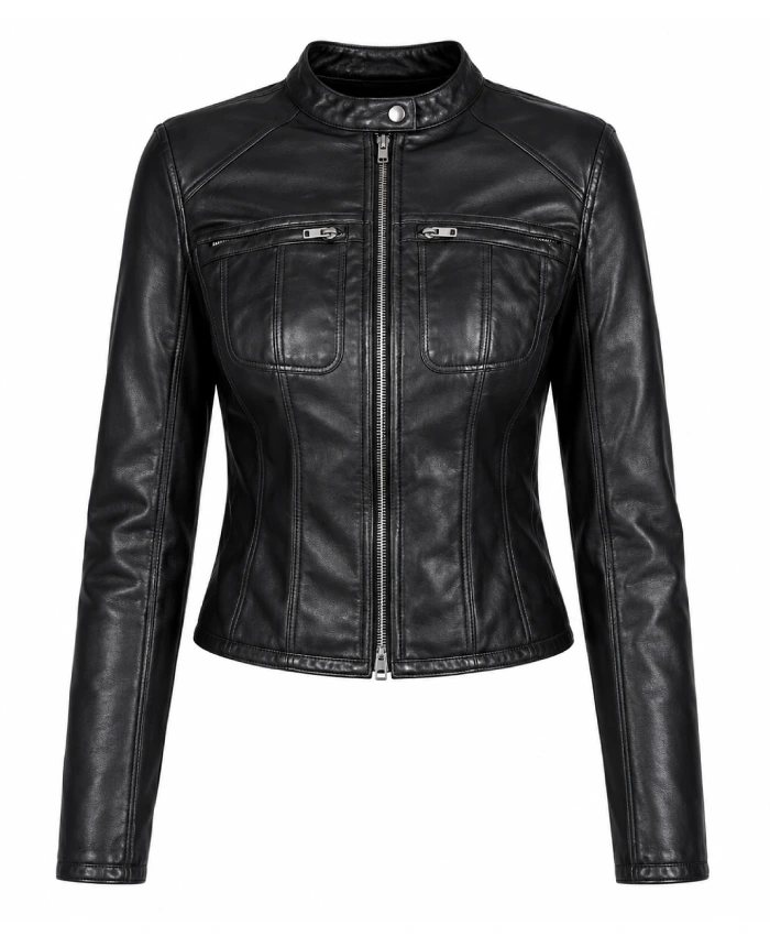 Anya Taylor Joy TV Series Lucky S01 Black Leather Cafe Racer Moto Jacket