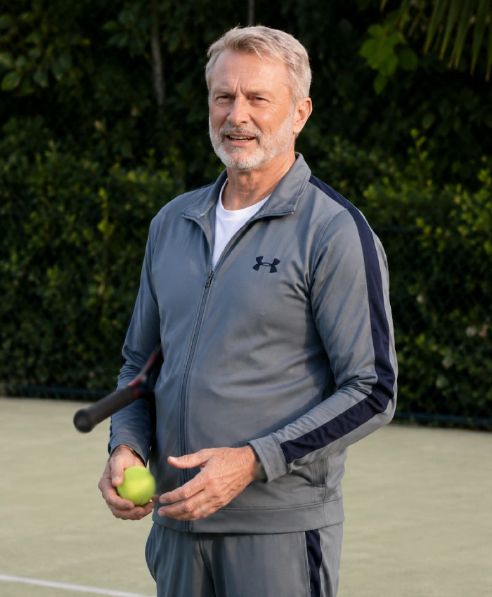 Sam Neill Apples Never Fall TV-Series 2026 Stan Delaney Grey Track Jacket