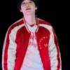 BTS ARIRANG World Tour Toronto Suga Red And White Quilted Bomber Jacket
