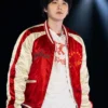 BTS ARIRANG World Tour Toronto Suga Red And White Satin Jacket