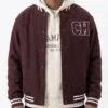 Champion global partnership V BTS Kim Burgundy Varsity Jacket
