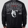 BTS SUGA Clippers Glitch Black Satin Bomber Jacket 
