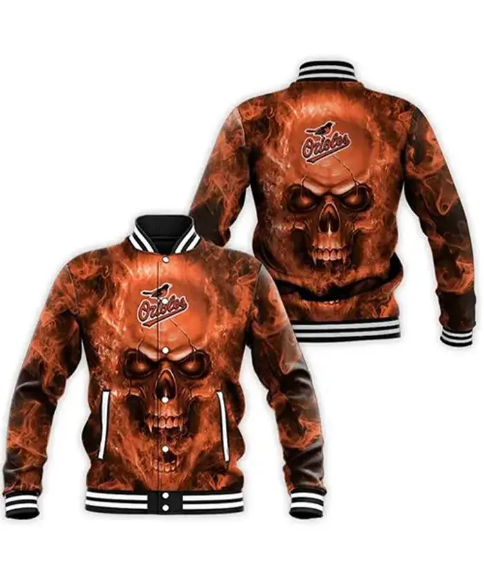 Baltimore Orioles Skull Letterman Varsity Jacket