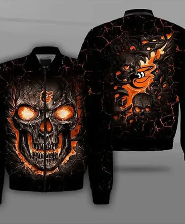 Baltimore Orioles Skull Vintage Bomber Jacket
