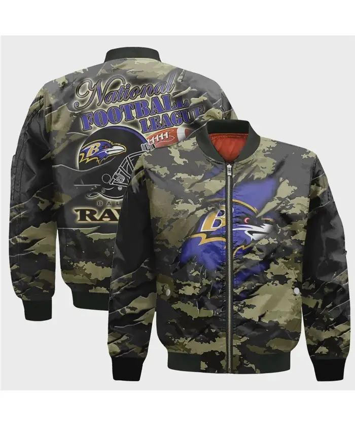 Baltimore Ravens Camo Print Bomber Jacket