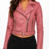 Womens Barbie Doll Pink Motorcycle Leather Jacket