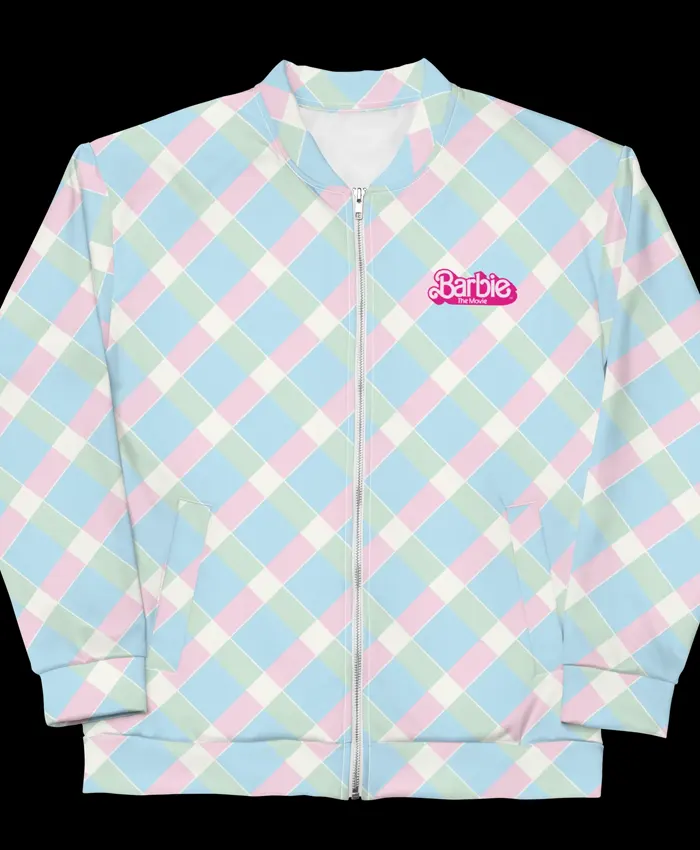 Barbie Plaid Zip Up Bomber Jacket