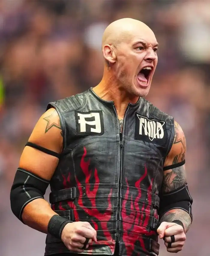 Baron Corbin WWE SummerSlam 2026 Red Black Biker Leather Vest