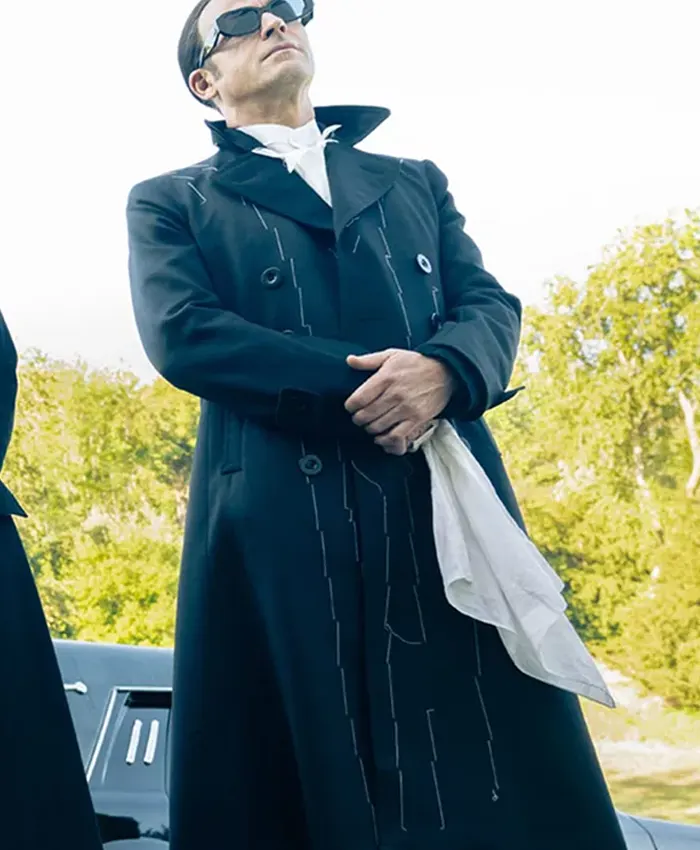 Beetlejuice Beetlejuice 2024 Justin Theroux Black Long Coat