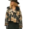 Beth Dutton TV Series Dutton Ranch 2026 Kelly Reilly Fur Collar Aztec Wool Jacket