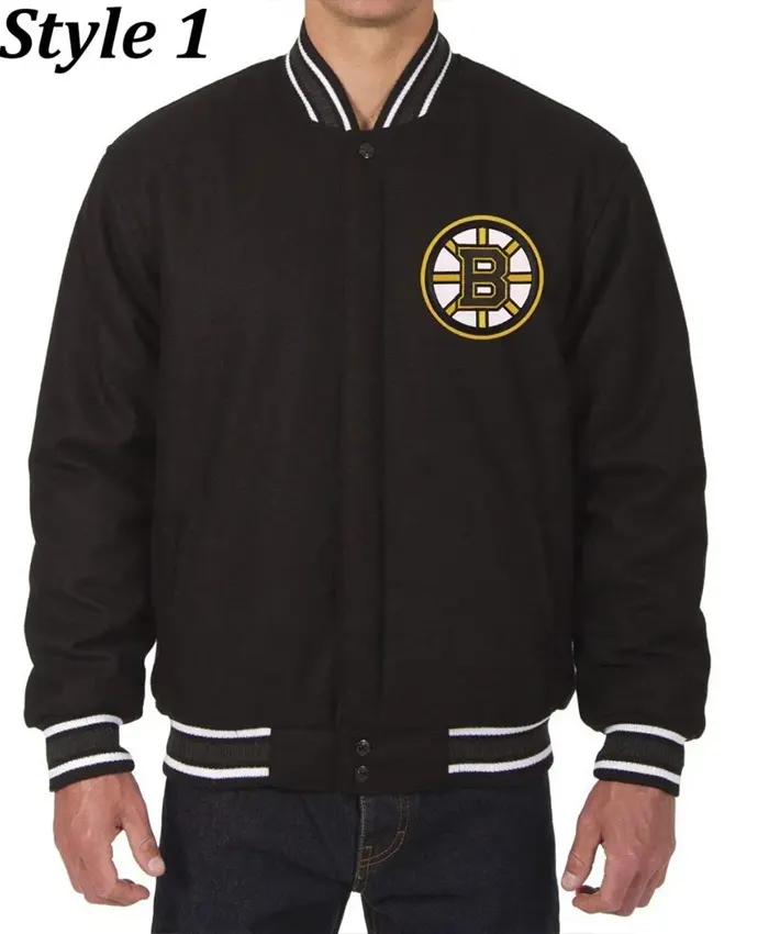 Boston Bruins Skull Letterman Varsity Jacket