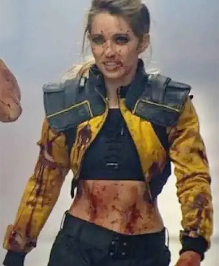 Boy Kills World 2024 Jessica Rothe Yellow Suede Jacket