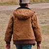 Brecken Merrill TV Series Yellowstone Tate Dutton Season 04 Brown Hooded Bomber Jacket For Sale