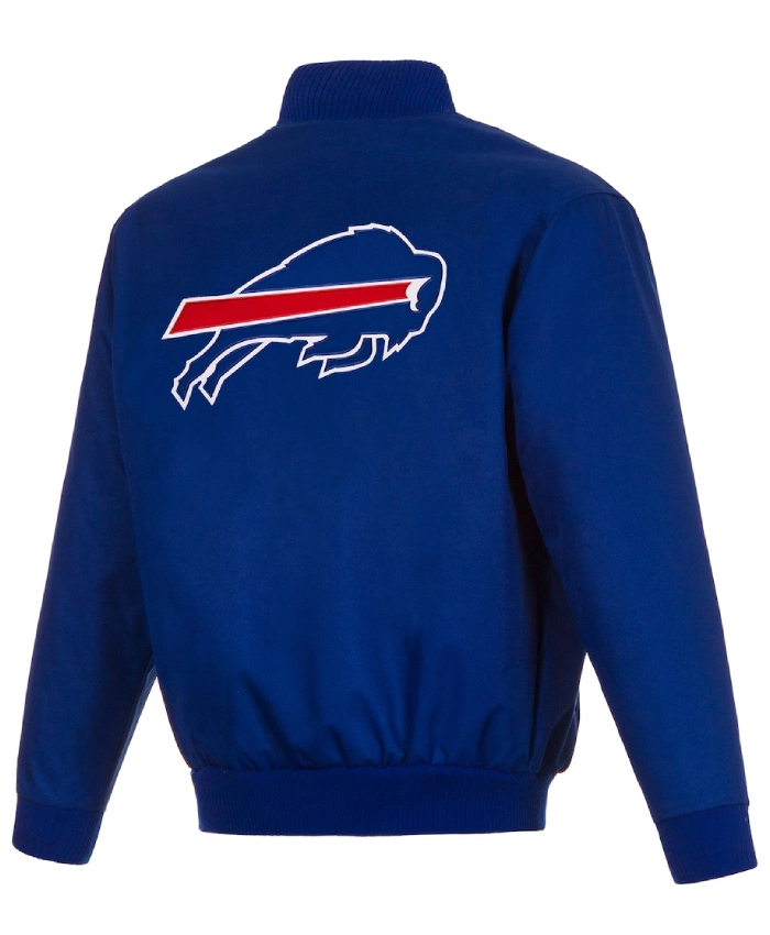 NFL Team Buffalo Bills Royal Poly-Twill Logo Printed Full Snap Varsity Jacket