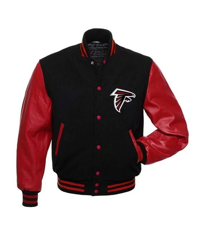 Buster Atlanta Falcons Rise Up Red And Black Varsity Jacket