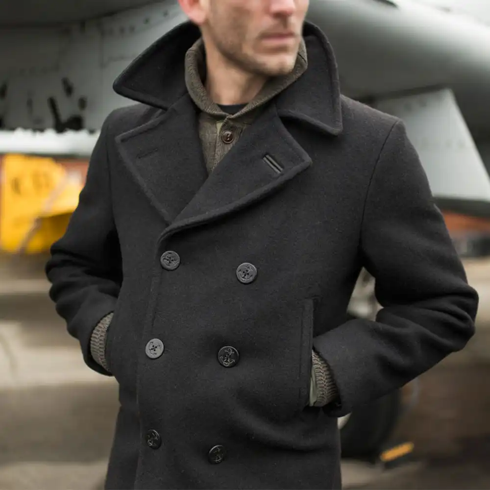 Buy Admiral Navy Black Wool Coat For Men And Women