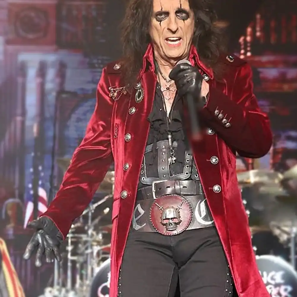 Buy Alice Cooper Red Velvet Mid Length Coat For Men And Women
