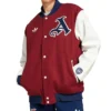 Buy Arsenal Adidas Red Wool with Leather Sleeves Varsity Jacket
