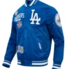 Buy Los Angeles Dodgers Blue Letterman Full Snap Satin Jacket